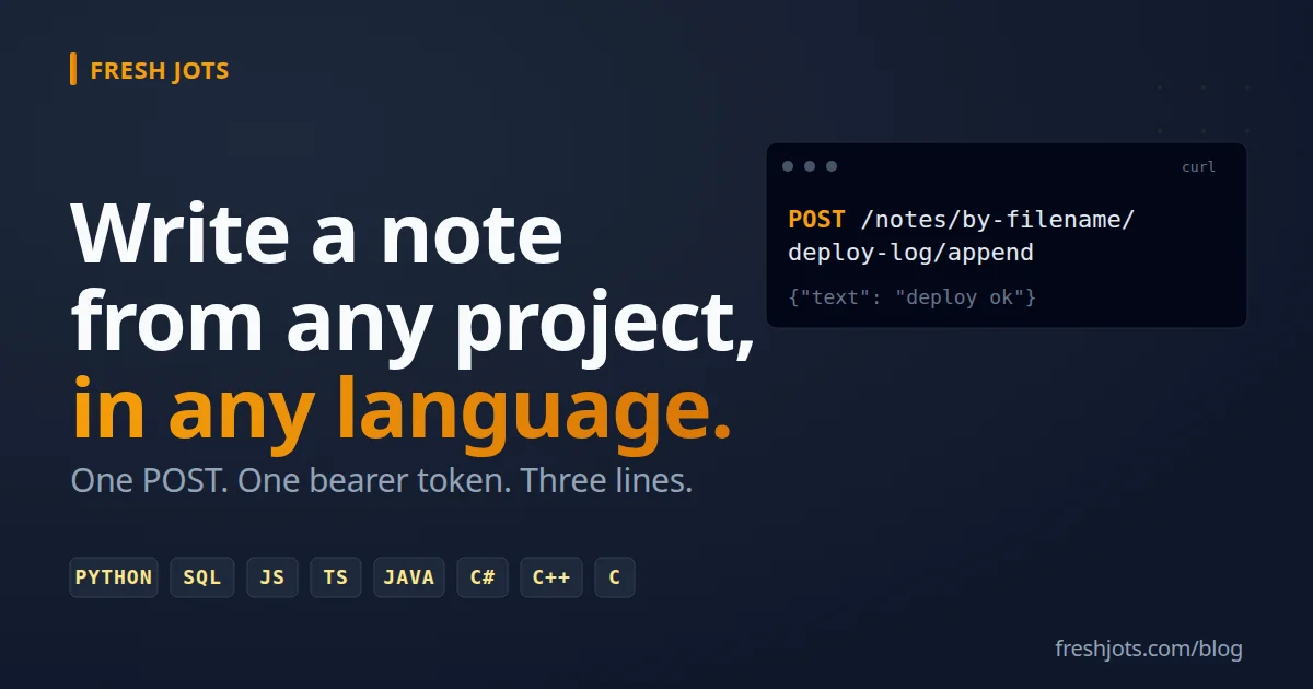 Write a Note From Any Project, in Any Language, Any Method