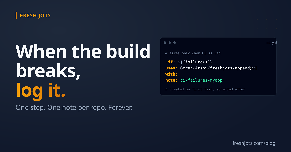 A searchable CI failure log on GitHub Actions — user manual