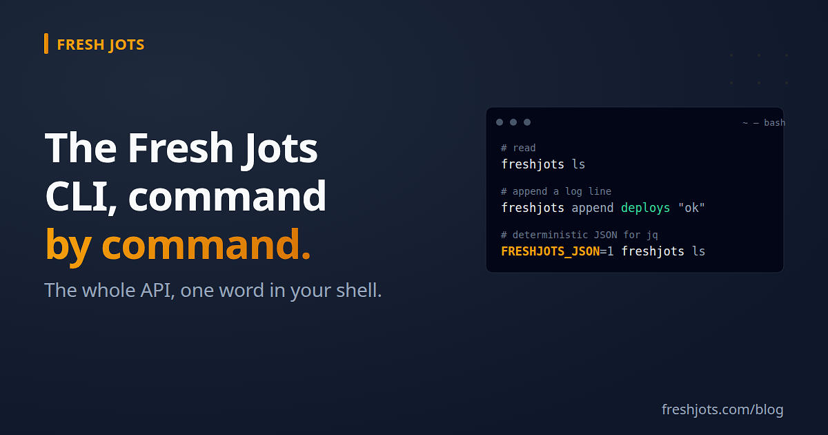 The Fresh Jots CLI, command by command